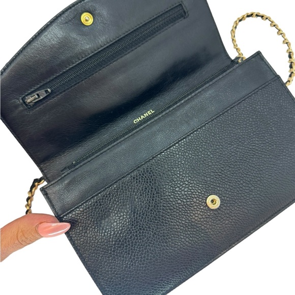 Auth Vintage Chanel Wallet on Chain WOC Black Gold - Picture 12 of 12